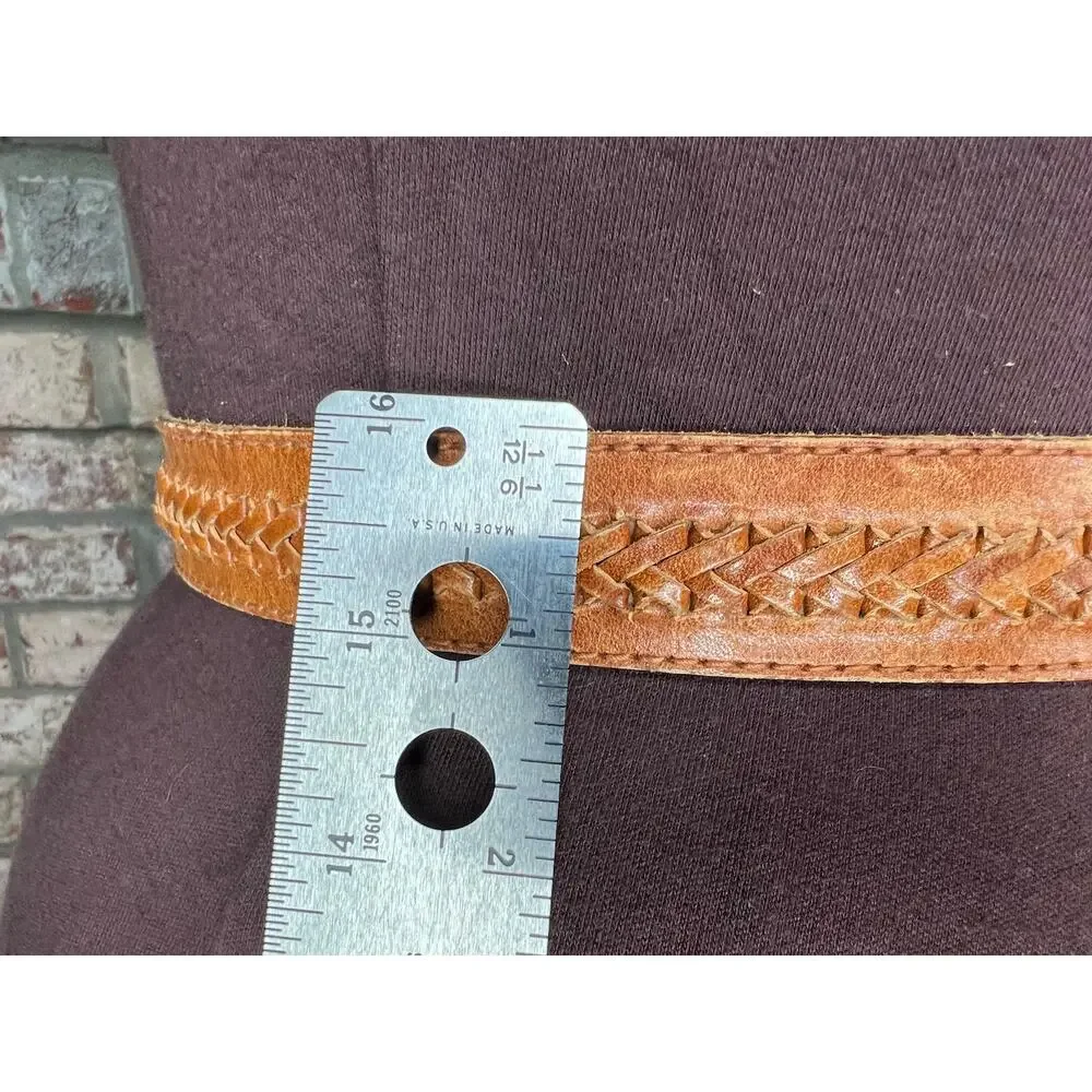 Liz Claiborne belt genuine leather brown braided skinny western